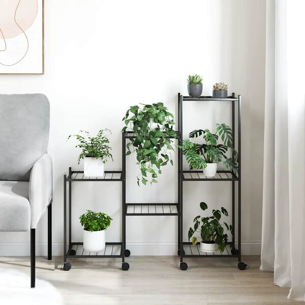 vidaXL lillealus ratastel, 83 x 25 x 83,5 cm, must, raud