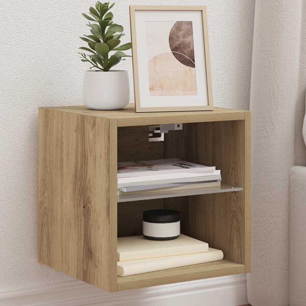 vidaXL TV seinakapp LED-valgustitega Artisan tamm 30x28,5x30 cm