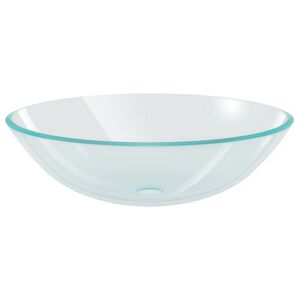vidaXLi valamu karastatud klaasist, 42 cm, l&auml;bipaistev