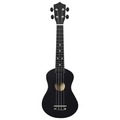 vidaXL sopran ukulele komplekt kotiga lastele must 23"