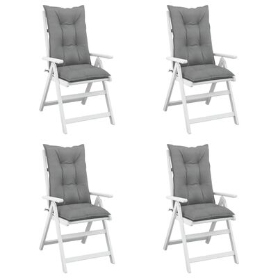 vidaXL kõrge seljatoega toolipadjad 4 tk, hall, 120x50x7 cm, kangas