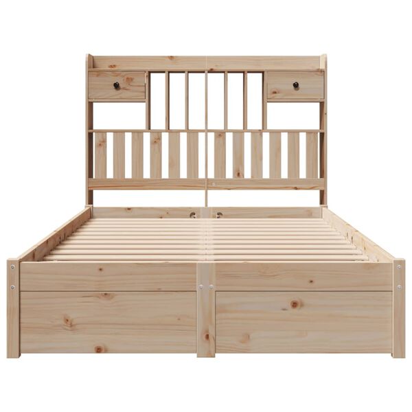 vidaXL riiuliga voodiraam ilma madratsita, 135x190 cm, m&auml;nnipuit