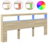 vidaXL voodipeatsi kapp LED-tuledega, Sonoma tamm, 220 x 17 x 102 cm