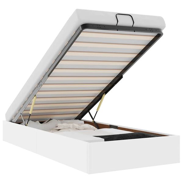 vidaXL Ottomani voodiraam ilma madratsita, valge, 90x190 cm, kunstnahk