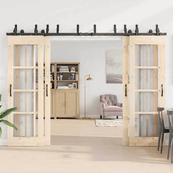 vidaXL liugukse tarvikute komplekt 305 cm terasest, must