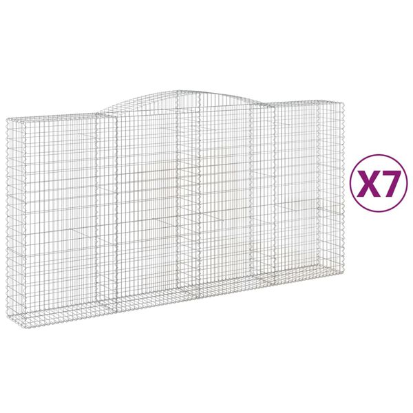 vidaXL kaarekujulised gabioonkorvid 7 tk, 400 x 50 x 200/220 cm, raud