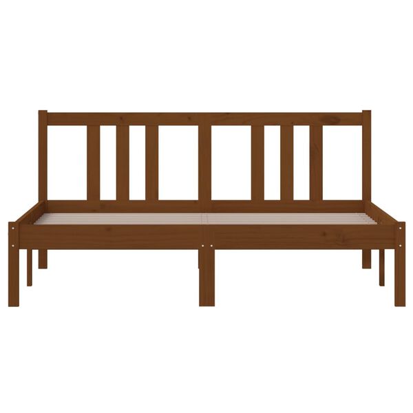 vidaXL voodiraam, meepruun, täismännipuit, 140 x 190 cm