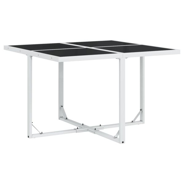 vidaXL 9-osaline aia söögimööbli komplekt patjadega, valge, tekstileen