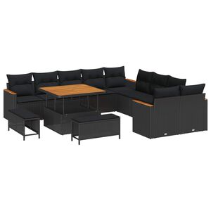 vidaXL Aia Diivanikomplekt padjaga 13 pcs Must pol&uuml;rotang