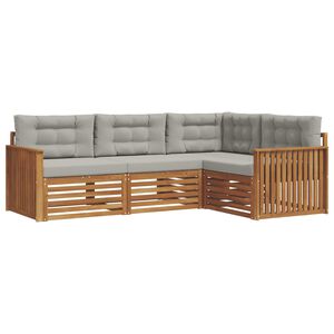 vidaXL V&auml;li diivanikomplekt padjaga 4 pcs Looduslik ja Hele Hall