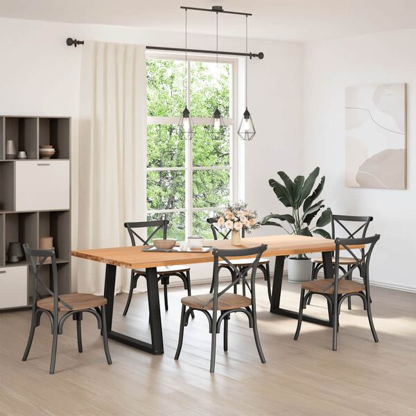 vidaXL söögilaua jalad, V-kujulised, 2 tk, mustad, 70 x (72–73,3) cm, teras