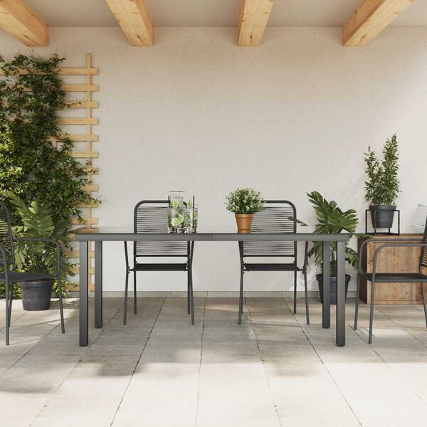 vidaXL aialaud, must, 190 x 90 x 74 cm, klaas ja alumiinium