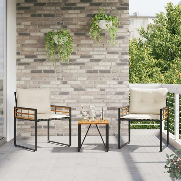 vidaXL Välis mööbli komplekt padjaga 3 pcs cream