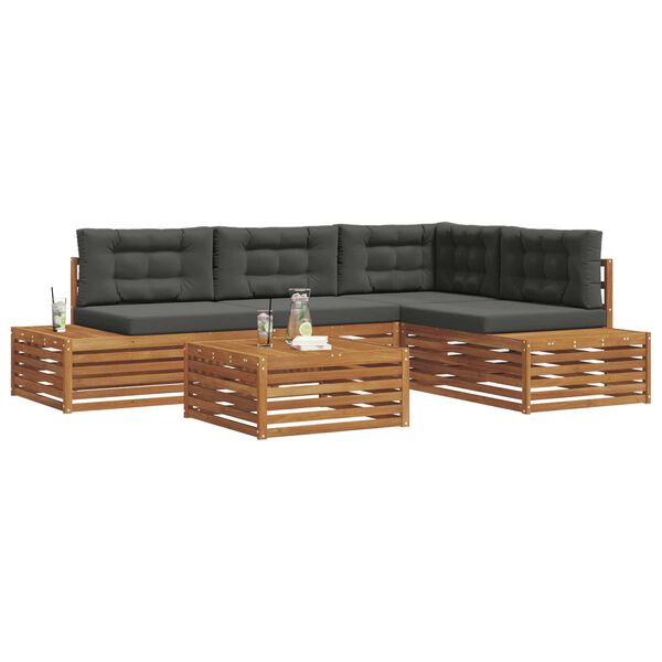 vidaXL V&auml;li diivanikomplekt padjaga 5 T&uuml;kk Looduslik ja antriit