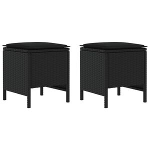 vidaXL Aia jalatoed padjaga 2 T&uuml;kk Must 38 x 38 x 45 cm PE rattan