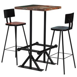 vidaXL baarikomplekt, 3 osa, taastatud puit, mitmev&auml;rviline