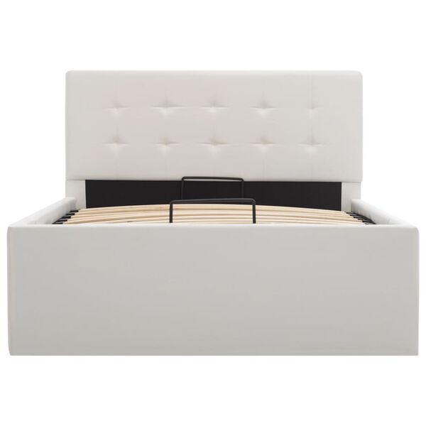 vidaXL h&uuml;drauliline hoiukastiga voodiraam valge kunstnahk 100 x 200cm