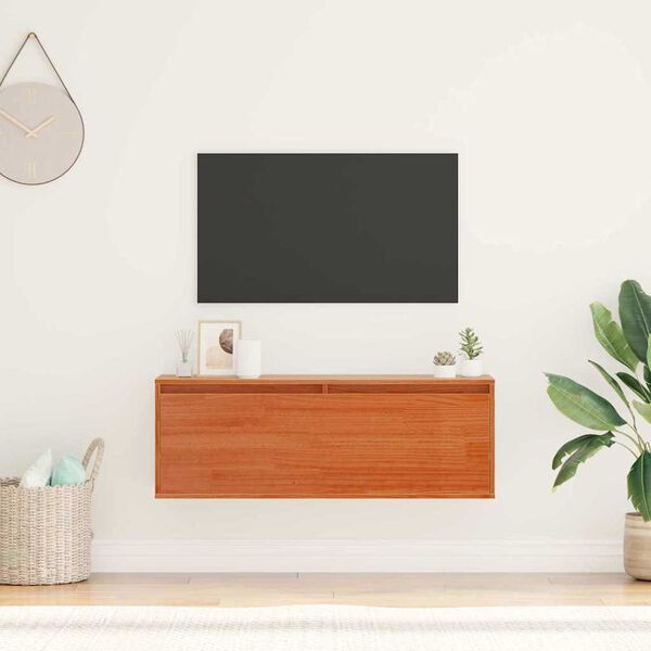 vidaXL Seinekapp riiuliga uksega Vahapruun 100 x 30 x 35 cm Tahke m&auml;nd