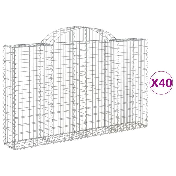 vidaXL kaarekujulised gabioonkorvid 40 tk, 200x30x120/140 cm, raud