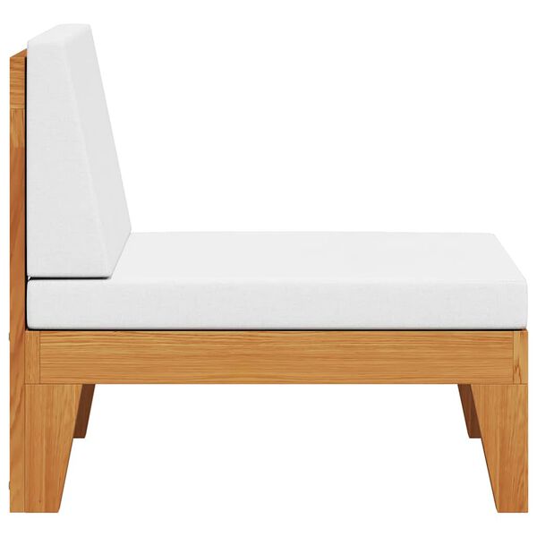 vidaXL sektsiooniline keskmine diivan ja kreemjad padjad, akaatsiapuit