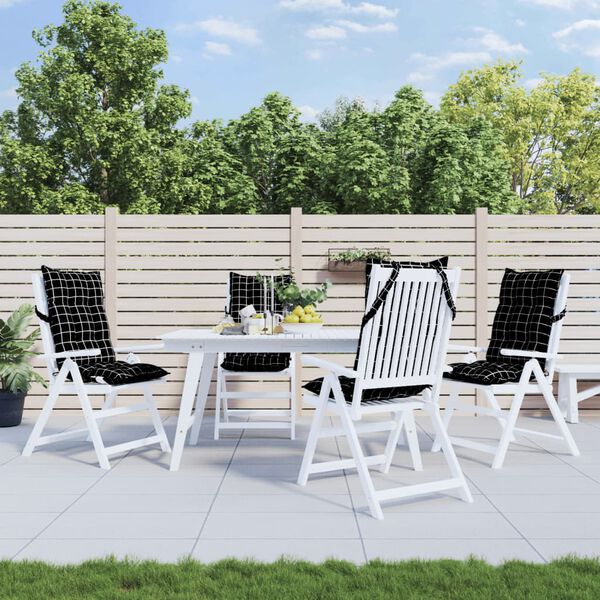 vidaXL k&otilde;rge seljatoega toolipadjad 4 tk, must ruudumuster, kangas