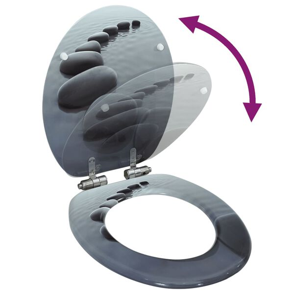 vidaXL WC prill-laud vaikselt sulguv, MDF, kivide disainiga