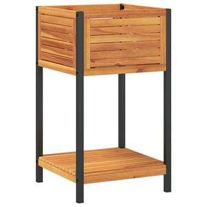 vidaXL riiuliga aia taimekast, 45 x 45 x 44 cm, akaatsiapuit ja teras