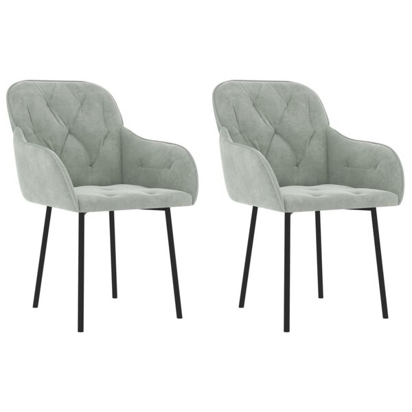 vidaXL söögitoolid 2 tk, helehall, samet