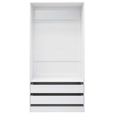 vidaXL garderoob kõrgläikega valge 100 x 50 x 200 cm puitlaastplaat