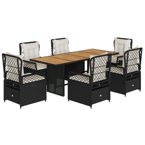 vidaXL 7-osaline aiam&ouml;&ouml;blikomplekt patjadega, must, pol&uuml;rotang