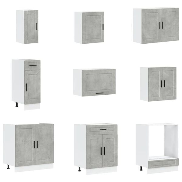 vidaXL 14-osaline k&ouml;&ouml;gikapi komplekt Porto, betoonhall, tehispuit