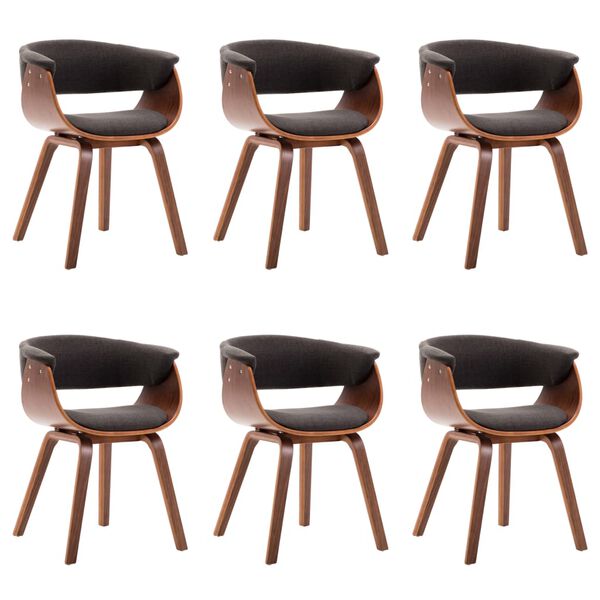 vidaXL söögitoolid 6 tk, hall, painutatud puit ja kangas