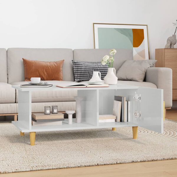 vidaXL kohvilaud, kõrgläikega valge, 90 x 50 x 40 cm, tehispuit