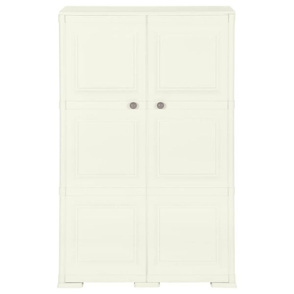 vidaXL plastkapp, 79 x 43 x 125 cm, puidudisain, vaniljevalge