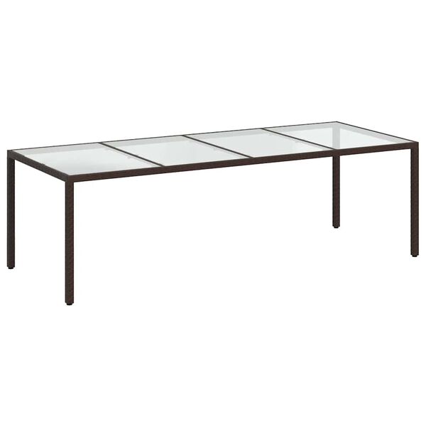 vidaXL 11-osaline aiam&ouml;&ouml;bli komplekt patjadega, pruun, PE-rotang/klaas