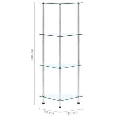 vidaXL 4-korruseline riiul, läbipaistev 30x30x100 cm, karastatud klaas