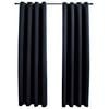 vidaXL pimendavad kardinad metallr&otilde;ngastega 2 tk, must, 140 x 225 cm