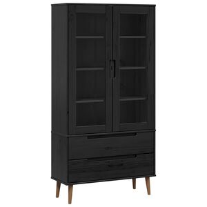 vidaXL Klaasist vitriinkapp Must 90 x 35 x 175 cm