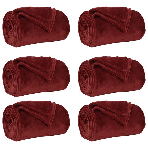 vidaXL Viskab tekid 6 pcs Bordeaux punane 130 x 150 cm Fliis