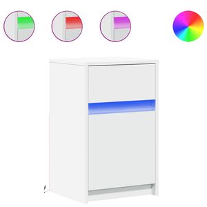 vidaXL &ouml;&ouml;kapp LED-valgustusega, valge, tehispuit