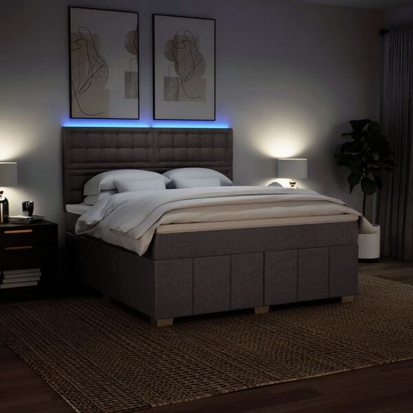 vidaXL kontinentaalvoodi madratsiga, pruunikashall, 180x200 cm, kangas