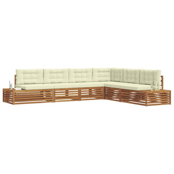 vidaXL V&auml;li diivanikomplekt padjaga 6 T&uuml;kk Looduslik ja kreem