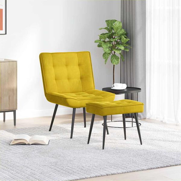 vidaXL l&otilde;&otilde;gastav tool taburetiga Kollane samet