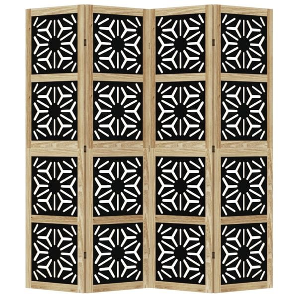 vidaXL 4 paneeliga ruumijagaja, pruun ja must, Paulownia puit