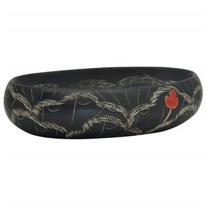 vidaXL valamu t&ouml;&ouml;pinnale, must, ovaalne, 59 x 40 x 15 cm, keraamiline