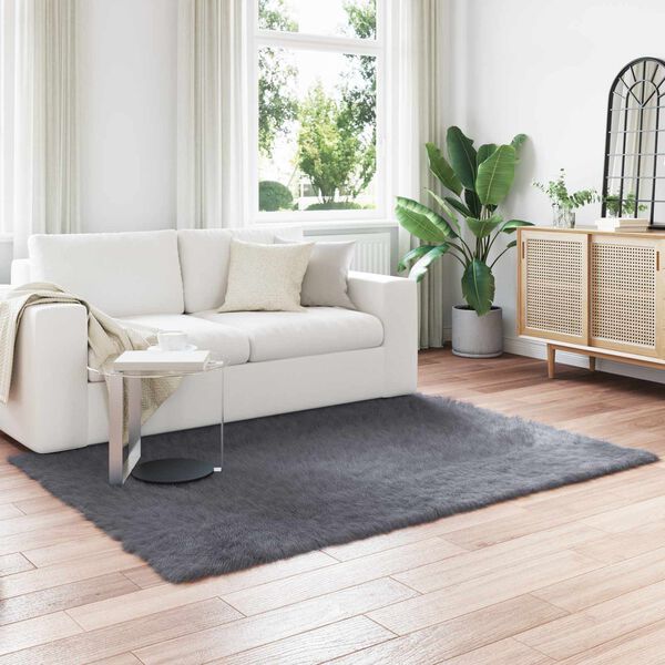 vidaXL Faux Lambanaha Vaip Tafalla Antratsiit 160 x 230 cm Pol&uuml;ester