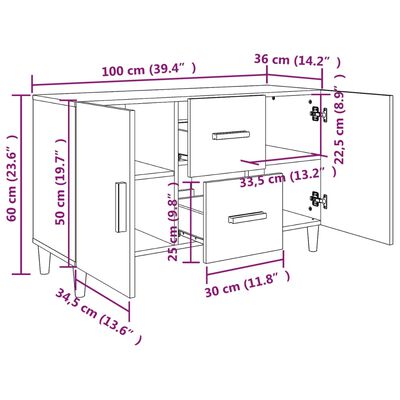vidaXL puhvetkapp, Sonoma tamm, 100 x 36 x 60 cm, tehispuit