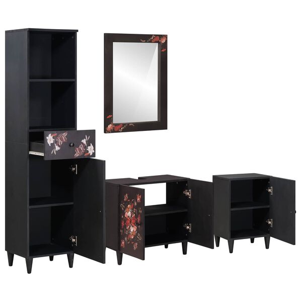 vidaXL Vannitoa kapikomplekt sahtliga uksega 4 pcs Tugev mango puu