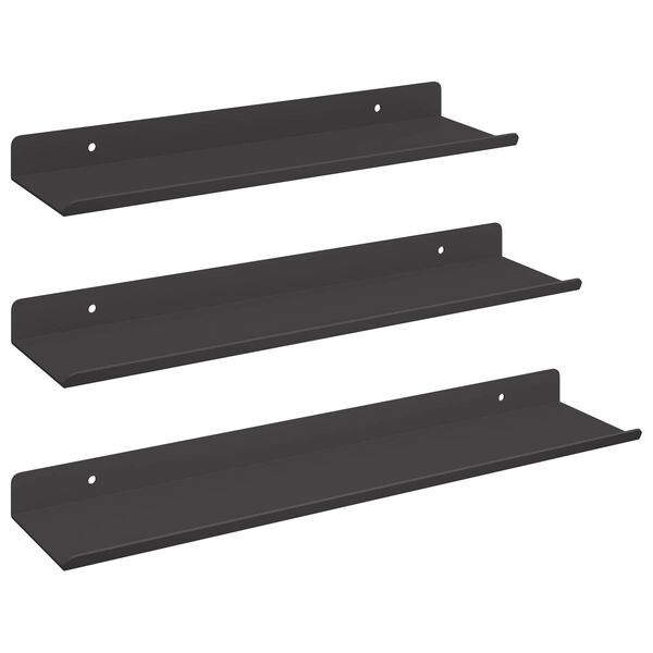 vidaXL Ujuv riiul Seinale kinnitatav 3 pcs Must 40 x 9 x 2,5 cm Teras
