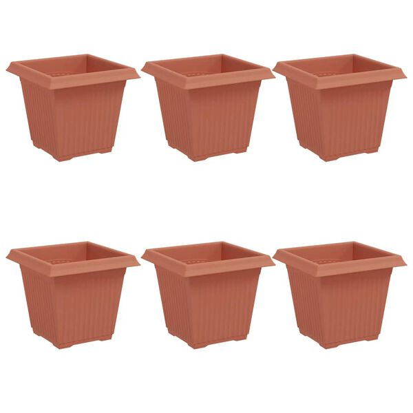vidaXL Ruutlillepott 6 pcs Kohviroosa 16 x 16 x 14 cm Plastmass